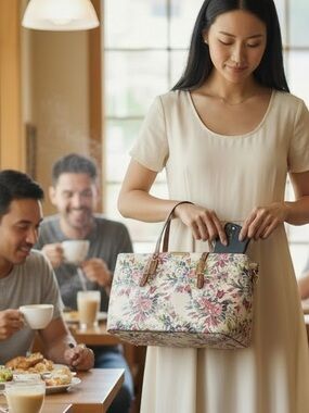 Aldo Floral Print Tote in Cream with Brown Handles